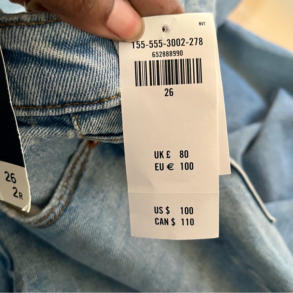 Abercrombie & Fitch NWT The 90’s Slim Straight High Rise Medium Fray Hem Jeans - Picture 12 of 15